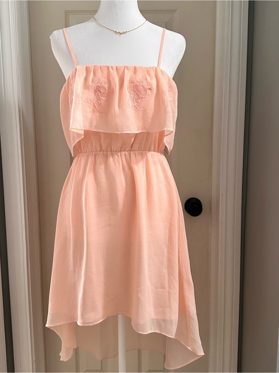 Forever 21 Dresses & Skirts - Forever 21 Peach  Fairycore Spaghetti-Strap Ruffle Dress with Embroidered Bodice